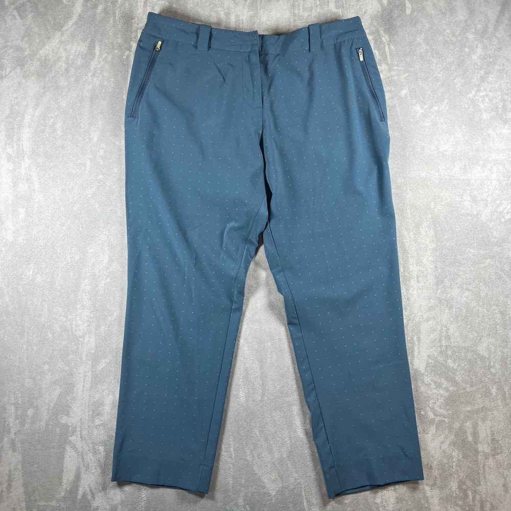 Nike Golf Tour Performance Dri-Fit Polka Dot Cropped Pants Women's Size 14 Blue